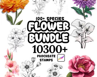 Procreate Flower Bundle Brushes, 10300+ Flower Mega Bundle Procreate Stamps, Floral Procreate, Botanical, Nature, 100+ Flower Species