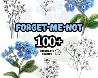 Procreate Flower Brushes, 100+ Forget-me-not Flower Procreate Brushes, Floral Procreate, Procreate Brushes, Plant, Procreate Flower