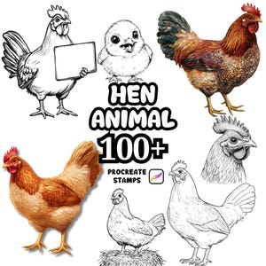 Procreate Pinsel, 100+ Henne Tier Procreate Pinsel, Waldtiere Procreate, Wildtiere, Bauernhoftiere, Cartoon Henne, Küken
