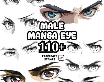Procreate Human Brushes, 110+ Male Manga Eyes Procreate Stamps, Body Procreate, Human Characters, Human Eyes, Male Eyes Procreate Brushes