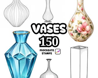 Procreate Vases Brushes, 150 Vases Procreate Stamps, Furniture Lamps Procreate, Study Lamps, Lamps, Decoration Objects Procreate, Floor Lamp