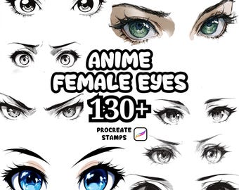 Procreate Human Brushes, 130+ Female Anime Eyes Procreate Stamps, Body Procreate, Human Characters, Human Eyes, Girl Eyes Procreate Brushes