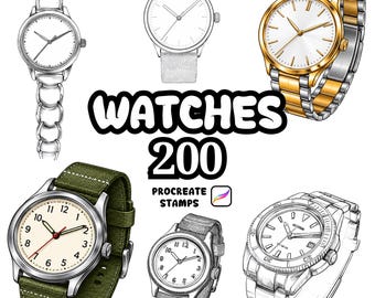 Procreate Watches Brushes, 200 Watches Procreate Stamps, Furniture Lamps Procreate, Study Lamps, Lamps, Decoration Objects Procreate