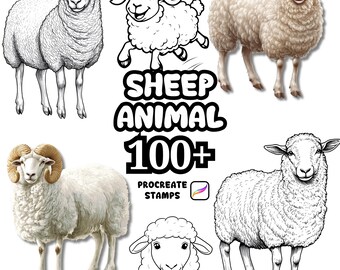 Procreate Animals Brushes, 100+ Sheep Animal Procreate Brushes, Woodland Animals Procreate, Wild Animals, Farm Animals, Cartoon Procreate