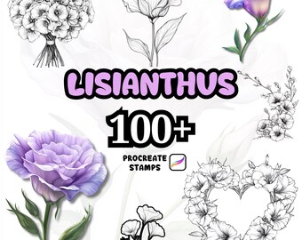 Procreate Flower Brushes, 100+ Lisianthus Flower Procreate Brushes, Floral Procreate, Procreate Brushes, Plant, Wild Flower Procreate Flower