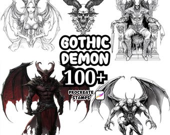 Procreate Gothic Brushes, 100+ Gothic Demon Procreate Stamps,  Gothic Bundle, Horror, Spooky, Creepy, Halloween, Theme Procreate, Gothic