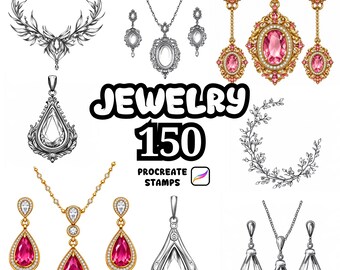 Procreate Jewlery Brushes, 150 Jewlery Procreate Stamps, Furniture Lamps Procreate, Study Lamps, Lamps, Decoration Objects Procreate