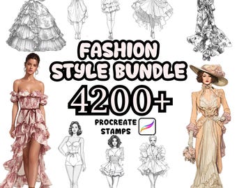 Procreate Fashion Bundle Brushes, 4200+ Fashion Style Mega Set Procreate Stamp, Female Fashion, Model Body Poses, Bundle Procreate, Fashion
