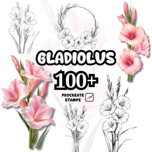 Procreate Flower Brushes, 100+ Gladiolus Flower Procreate Brushes, Floral Procreate, Procreate Brushes, Plants, Wild Flowers, Gladiolus