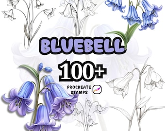 Procreate Flower Brushes, 100+ Bluebell Flower Procreate Brushes, Floral Procreate, Procreate Brushes, Plants, Wild Flower, Procreate