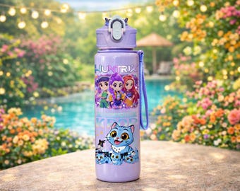 K Pop Demon Hunter Water Bottle, Huntrix Water Bottle For Kids, K Pop Style Anime Water Bottle, Reusable 700ml Bottle, Gift For K Pop Fans.