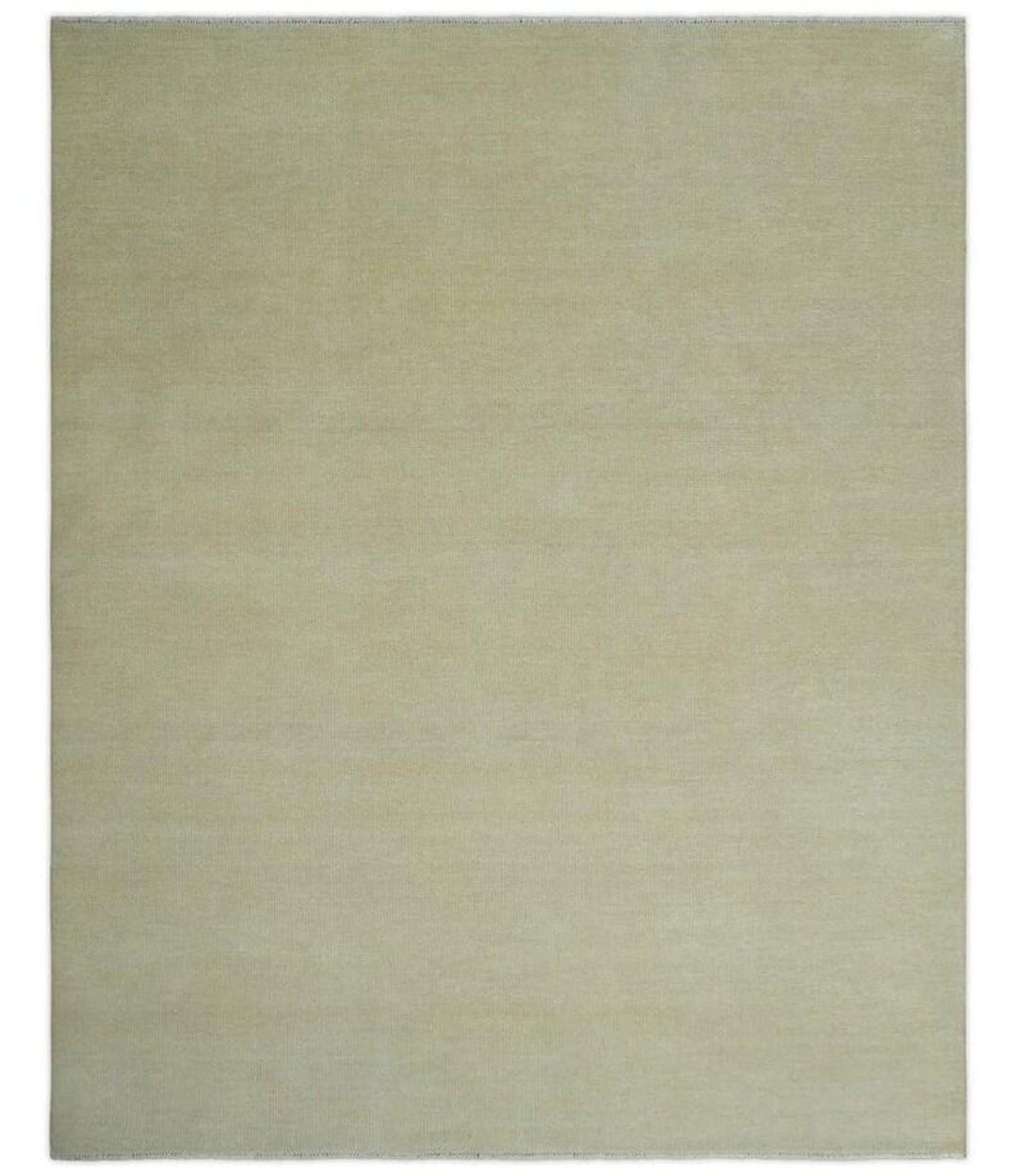 Green Solid Pattern Rug Hand Knotted Sage Green Solid Rug, Minimalist Wool Area Rug, Neutral ...