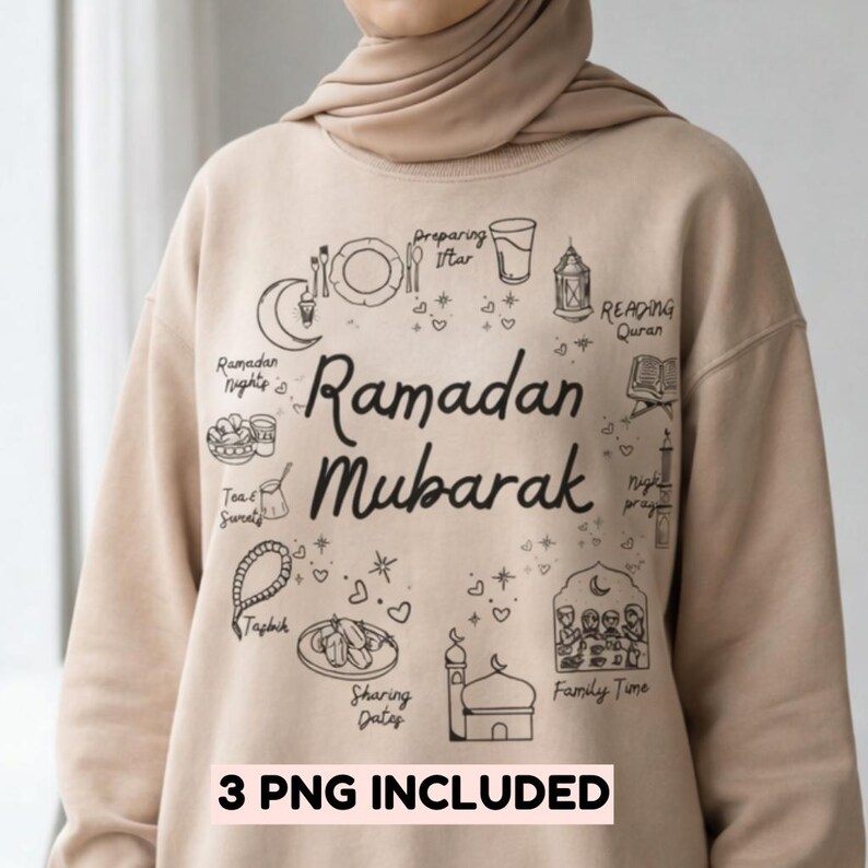 Ramadan Mubarak PNG Bundle Islamic Eid Clipart Black Green Red Designs for DIY Crafts Sublimation Printing Ramadan Decor