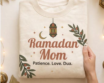 Ramadan Mom Shirt Design, Islamic Lantern, Crescent Moon (PNG Digital Download Set)