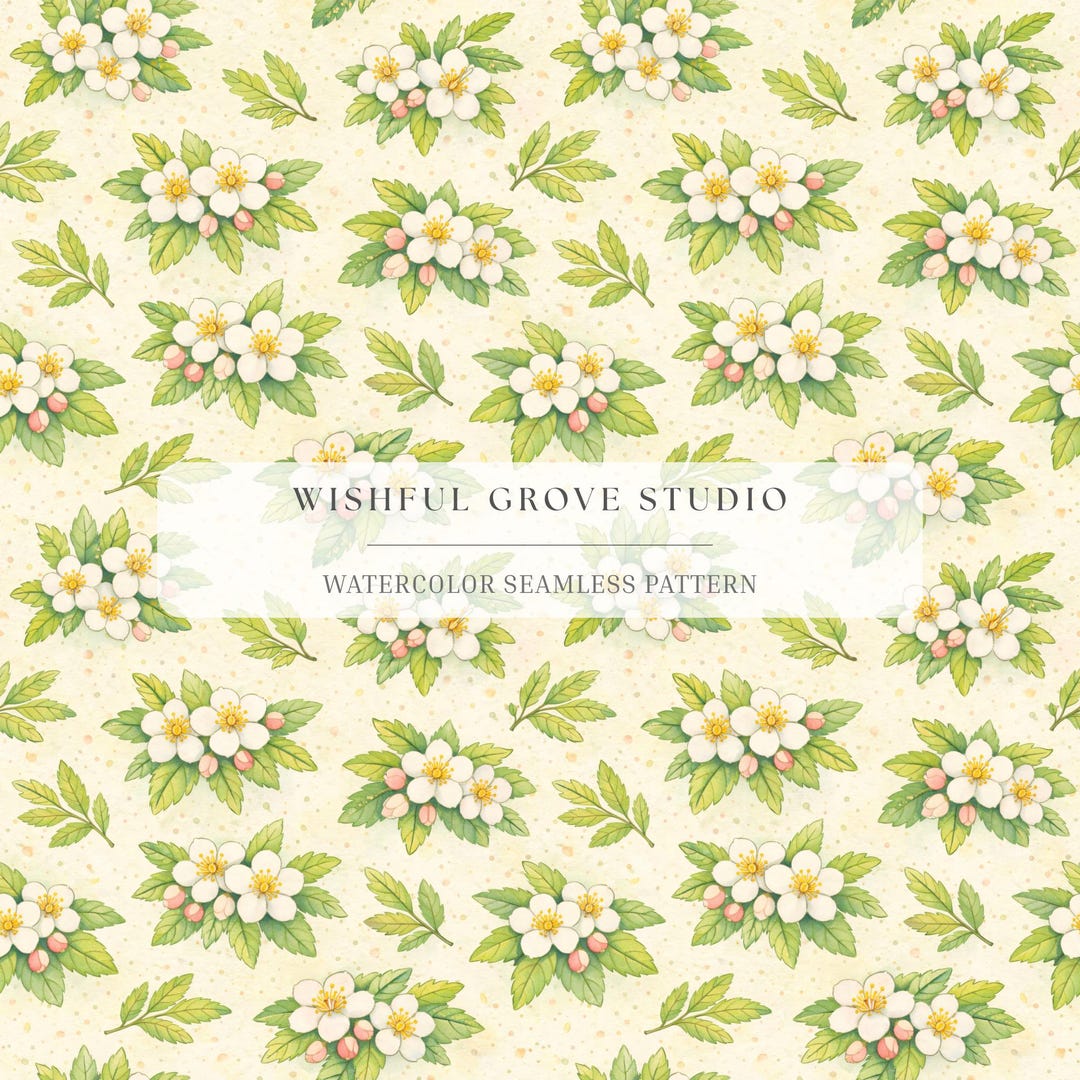 White Floral Watercolor Seamless Pattern | Spring Flower Digital Paper ...