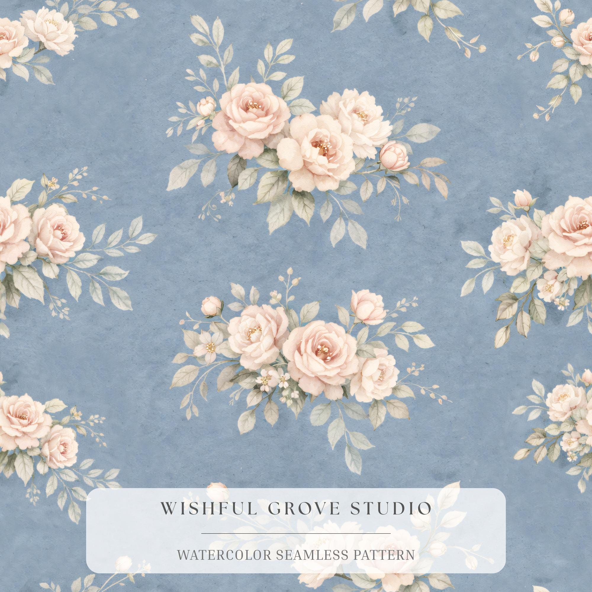 Vintage Blue Rose Fabric - Etsy