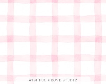 Motif vichy rose aquarelle sans couture, carreaux rose poudré, motif à carreaux effet peinture (téléchargement numérique)
