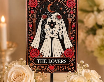 Romantic Gothic Brides Cake Topper | Same Sex Wedding | Tarot Card Wedding Decor | Lesbian Lovers