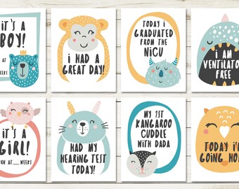 NICU Milestones - Preemie Milestones, Photo Prop Flash Cards