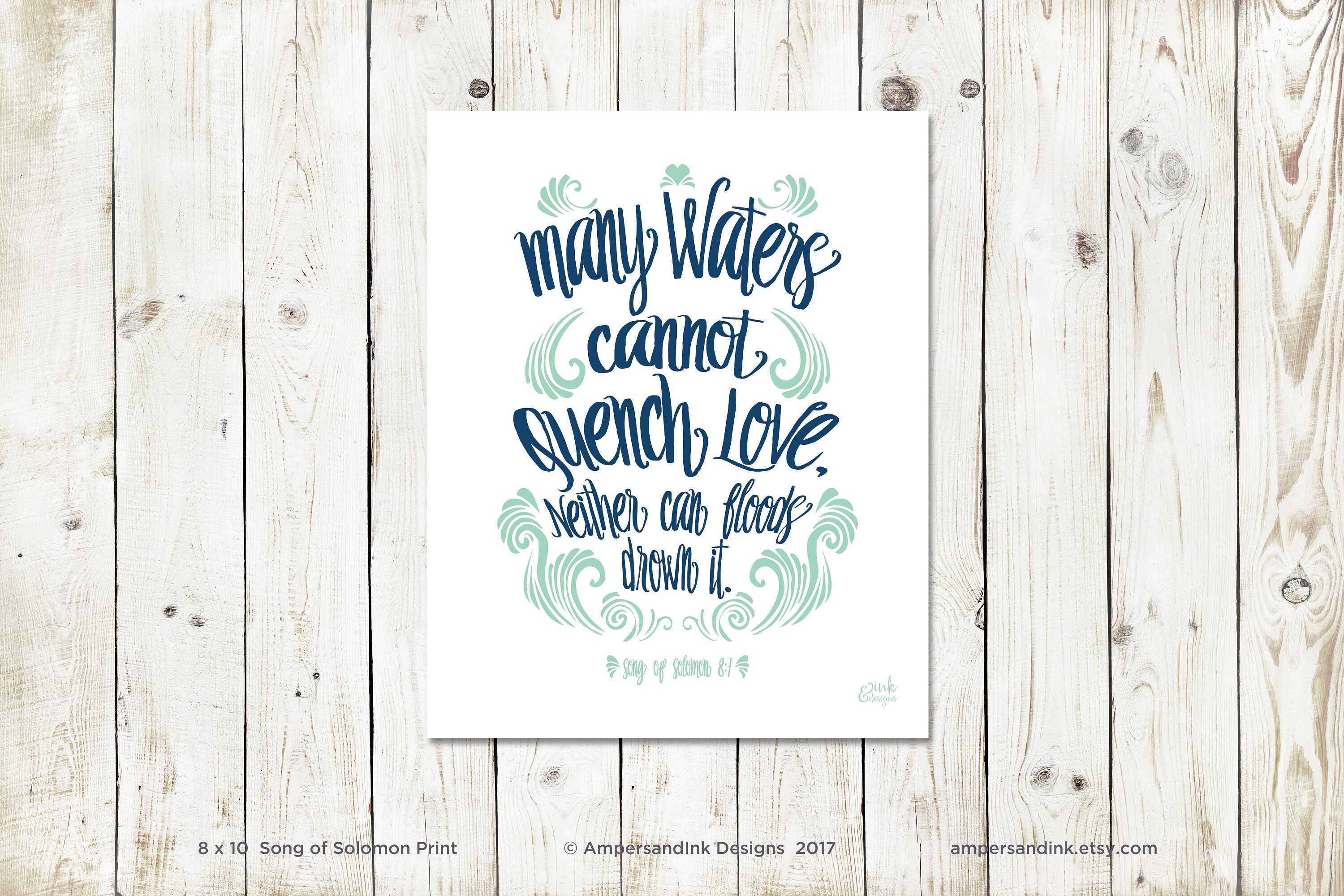 Many Waters Cannot Quench Love Song Of Solomon 8 7 Bible Etsy