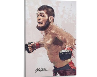 Khabib Nurmagomedov Boxing Poster Watercolor Wall Art Picture Painting Poster Canvas Print Artworks Bedroom Living Room Decor