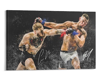 Conor McGregor vs Nate Diaz Fight Poster  Wall Art Picture Painting Poster Canvas Print Artworks Bedroom Living Room
