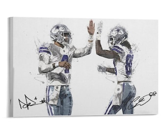 Dak Prescott & CeeDee Lamb signed poster  Wall Art Picture Painting Poster Canvas Print Artworks Bedroom Living Room Decor