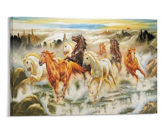 oil painting animal eight galloping horses galloping horse Wall Art Picture Painting Poster Canvas Print Artworks Bedroom Living Room Decor