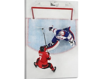 Hellebuyck save - from the USA vs Canada ice hockey game Wall Art Picture Painting Poster Canvas Print Artworks Bedroom Living Room