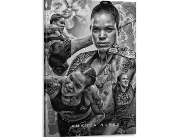 Amanda Nunes boxing Poster 2023 Art Cool Black & White Wall Art Picture Painting Poster Canvas Print Artworks Bedroom Living Room Decor