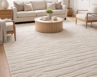 Luxury Ivory Textured Area Rug – Modern Neutral Plush Carpet