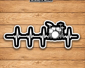 Drums Heartbeat Sticker – Drummer & Percussionist Music Vinyl Decal