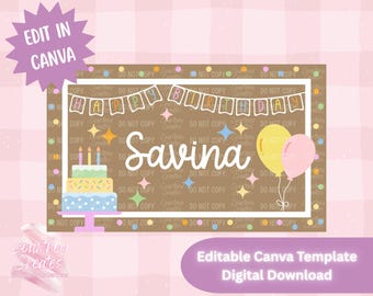 Digital Banner Template - Whimsical Happy Birthday