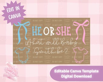 Digital Banner Template - He or She What Will Baby Be?