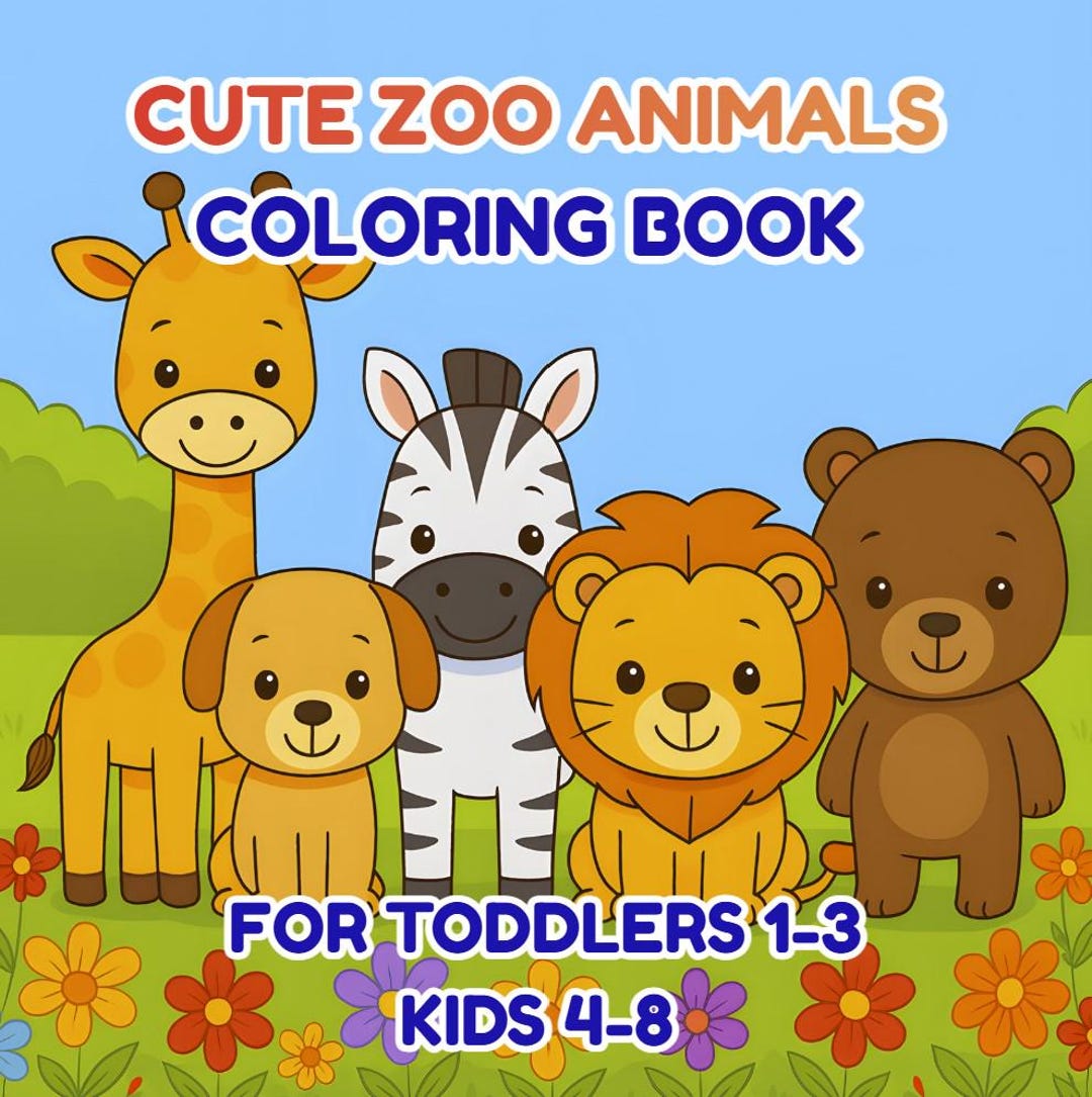 Cute Zoo Animals Coloring Book for Toddler Age Kids Boy Girl Children ...