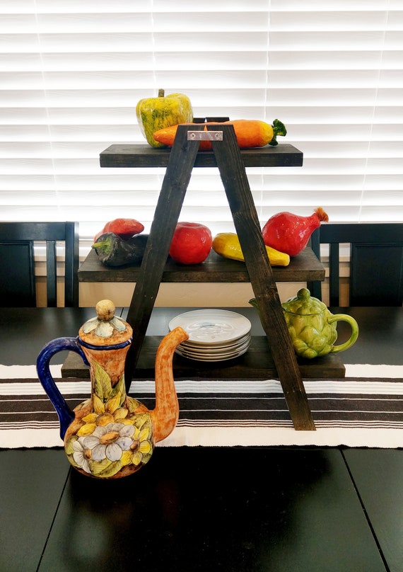 3 Tiered Ladder Shelf in Black Etsy