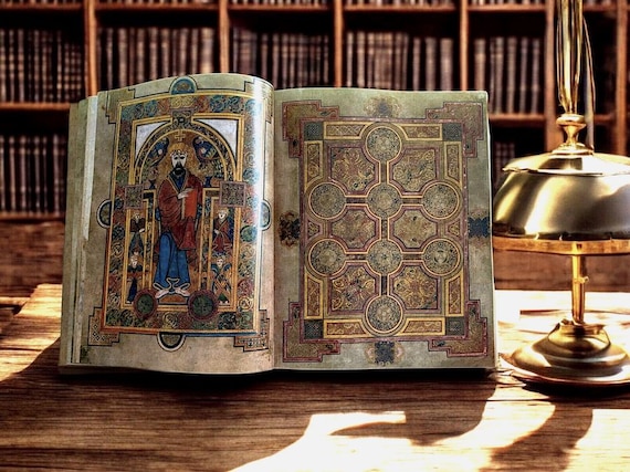 Book of Kells 800 AD Kell's Manuscript Facsimile A4 Size Color