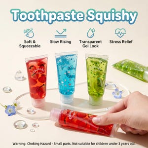 Transparent Toothpaste Squishy, Soft TPR Slow Rising Stress Relief Desk Fidget