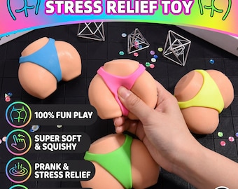 Funny Booty Squishy Toy, Slow Rebound Realistic Cheeky Hip Fidget Toy, Prank Stress Relief Squeeze Toy for Adults & Teens