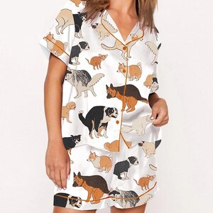 Dog Pooping Pajama Set, Lover Animal Dog Cute Meme Women Long Sleeve Luxury Sleepwear, Dog Pooping Pajamas Gift Her Girlfriend bild 3