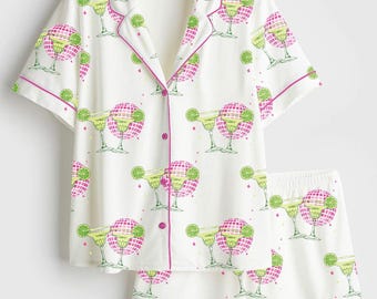 Women’s Margs and Matrimony Pajama Set, Final Fiesta Satin Pajamas, Bachelorette Party Nightwear, Pajama Couple