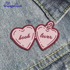 Classic Book Lover Embroidery Patch Cute Bookworm Reader Gift Sew On, Iron On, Hook And Loop Badge