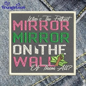 Mirror Mirror On The Wall Patch, Snow White Magic Mirror Fairest Of All Applique for Jackets Backpacks, Iron On, Sew On, Hook and Loop