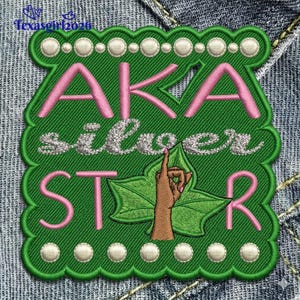 Alpha Kappa Alpha AKA Pretty Wear Patch, 1908 Pink and Green Ivy Leaf Embroidered Applique for Jackets Bags, Iron On, Sew On, Hook Loop