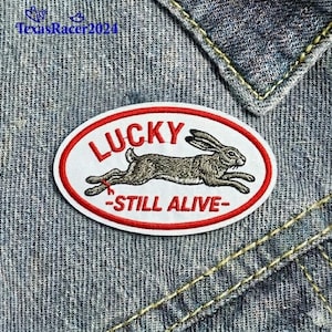 Lucky Rabbit Patch, Cute Bunny, Animal Embroidered Patch, Lucky Charm Backpack Accessory, Patterned Bunny Patch