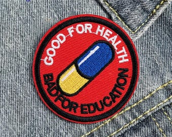 Akira Pill Patch, Good For Health Bad For Education, Kaneda Jacket Embroidery, Cyberpunk Anime Badge, Japanese Retro Iron On, Manga Gift