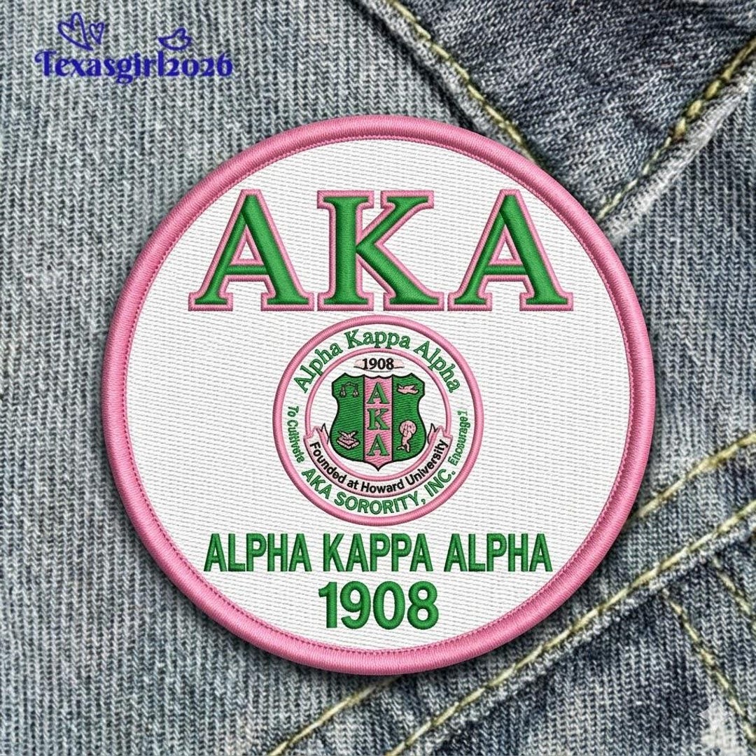 Alpha Kappa Alpha Patch, Pink and Green Sorority Embroidery, AKA 1908 ...