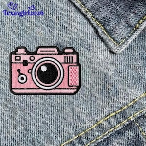 Cute Pink Camera Embroidered Patch – Jacket, Bag, Hat Decoration