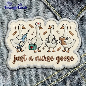 Just-A-Nurse Silly Goose Patch, Funny Medical RN LPN Applique for Nurse Week 2026 Gift, Iron On, Sew On, Hook and Loop
