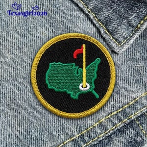 Augusta Masters Golf Embroidered Patch, Georgia Golf Course Badge, Green Jacket Style, Sports Souvenir, Iron On Golfer Gift, Polo Decor